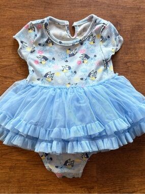 Bluey Onesie with Tulle Skirt 12 Months – Toddler Dress Bodysuit